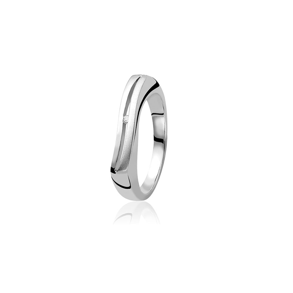 Silver Diamond Wave Ring - ZDR11