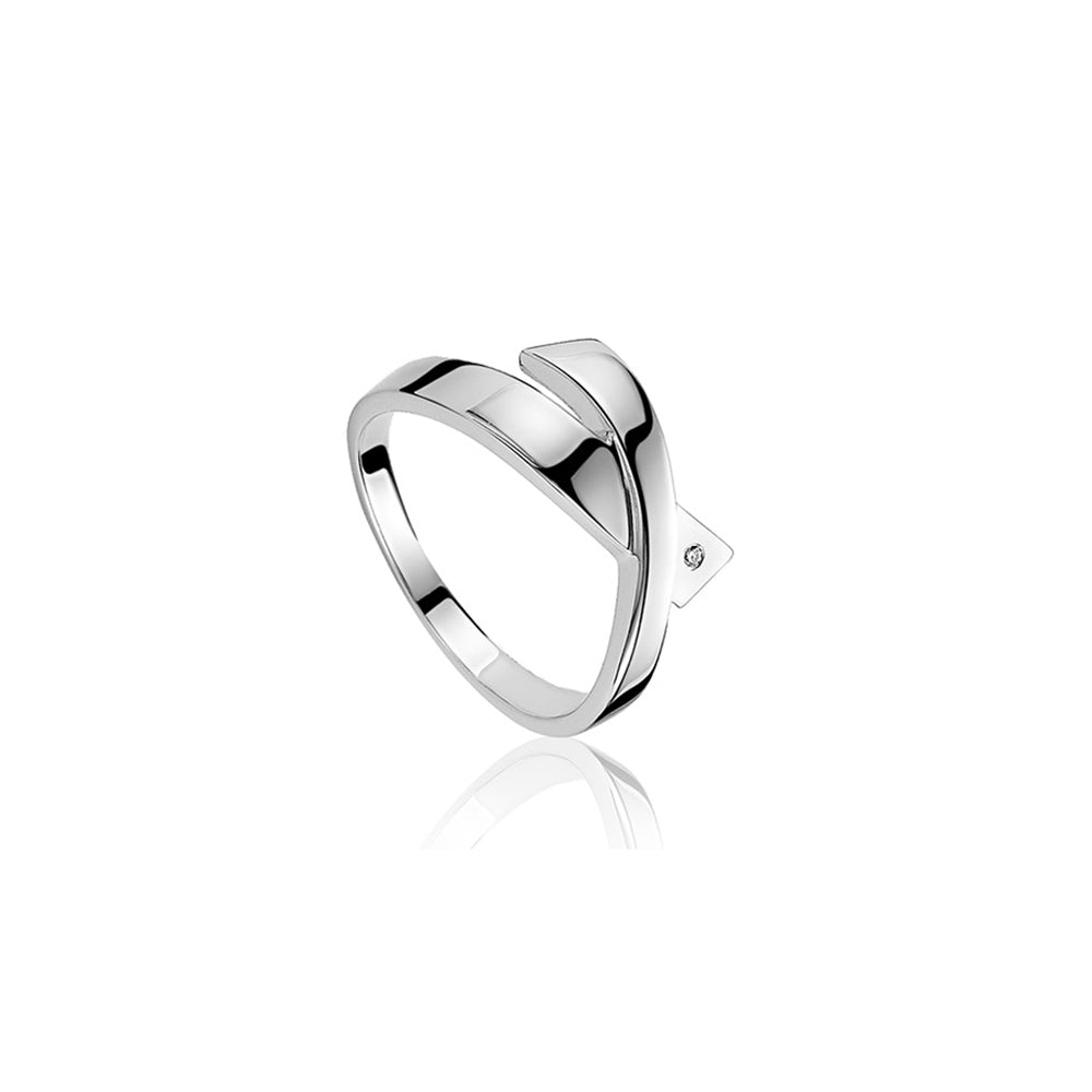 Silver Diamond Ribbon Ring - ZDR24