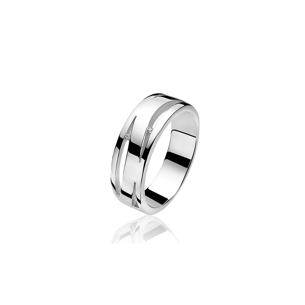 Silver Diamond Wave Ring - ZDR34