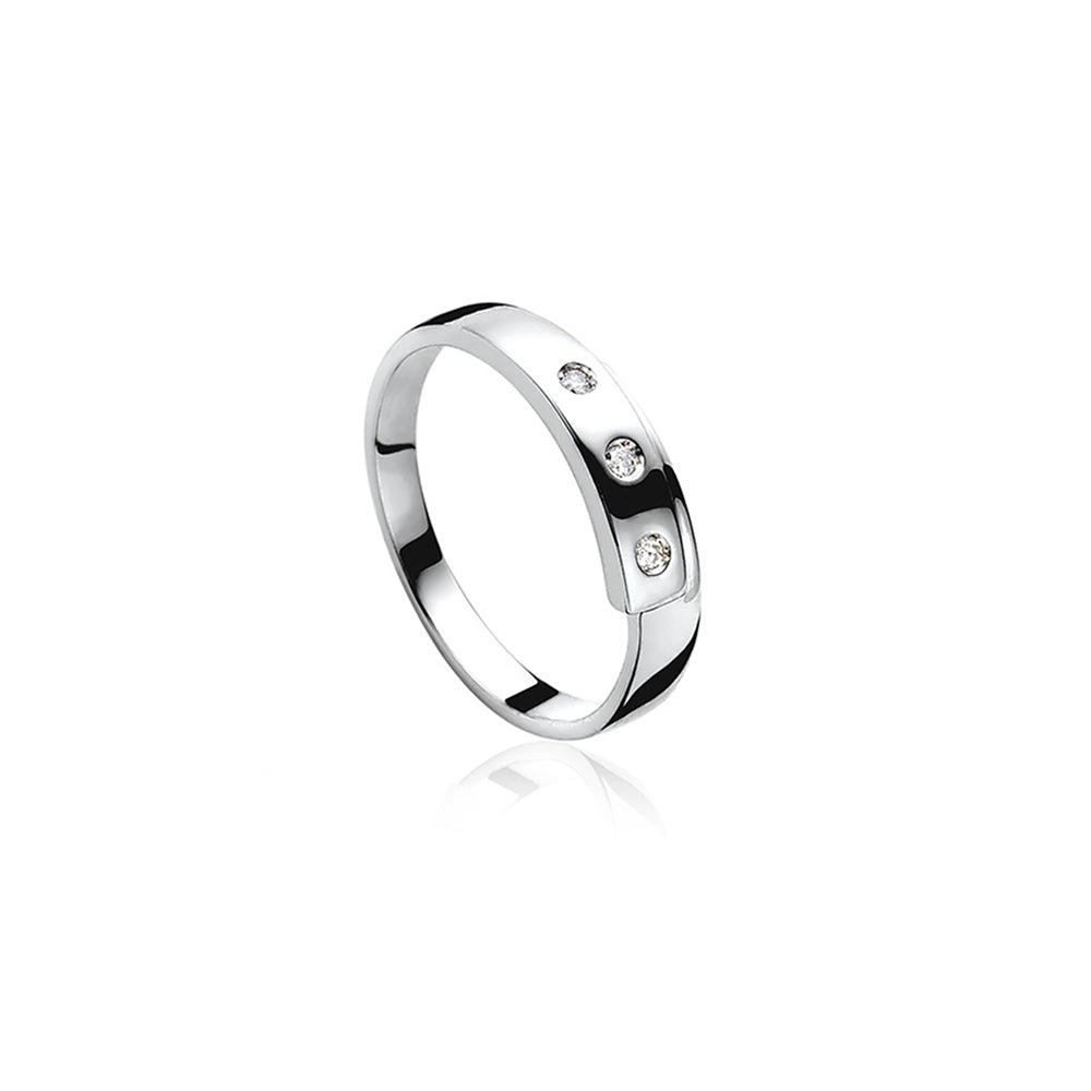 Silver Diamond Trio Ring - ZDR40