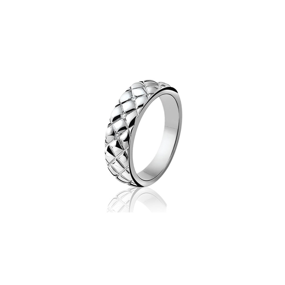 Silver Diamond Quilted Ring - ZDR48