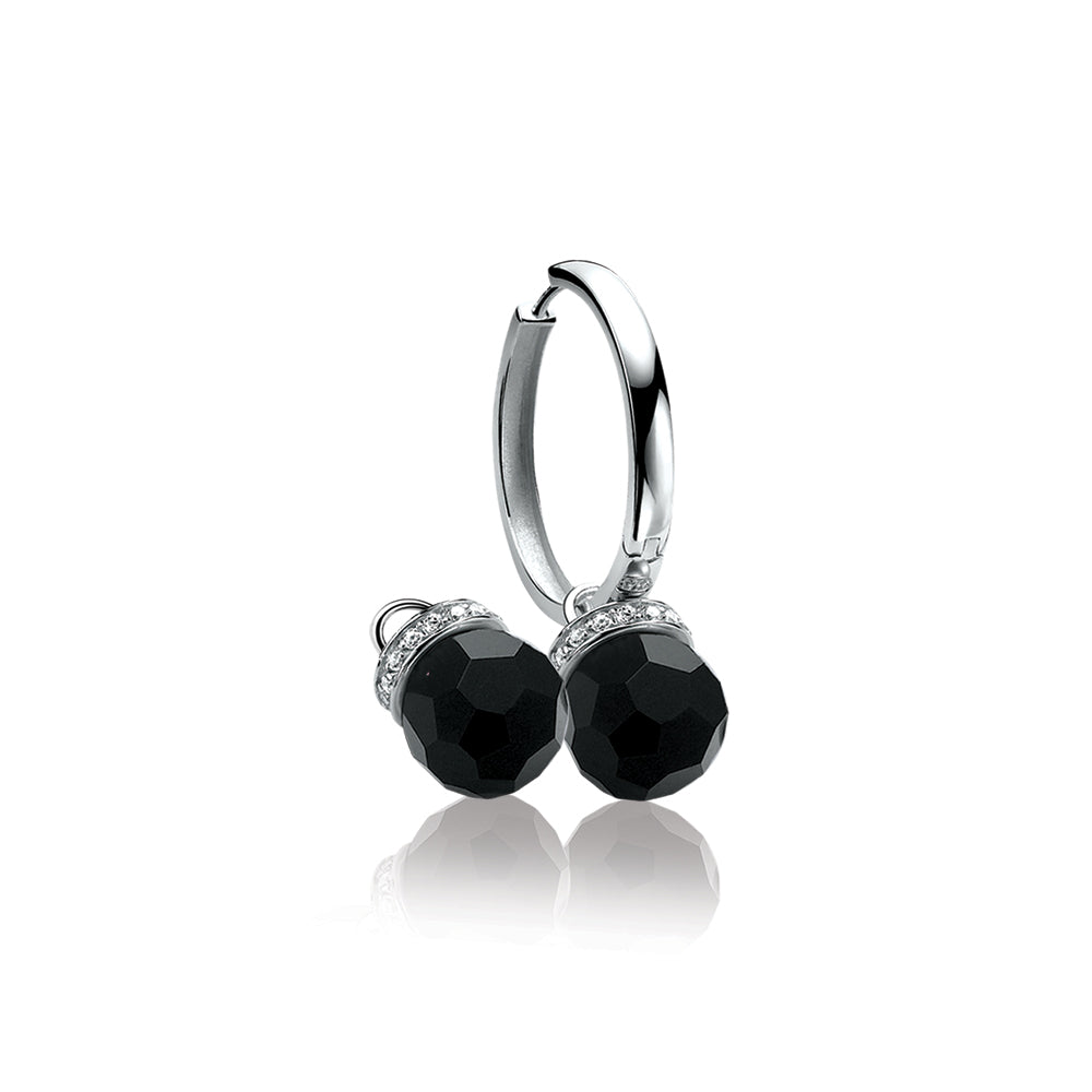 Faceted Earring Pendants With CZ - Black - ZICH459Z