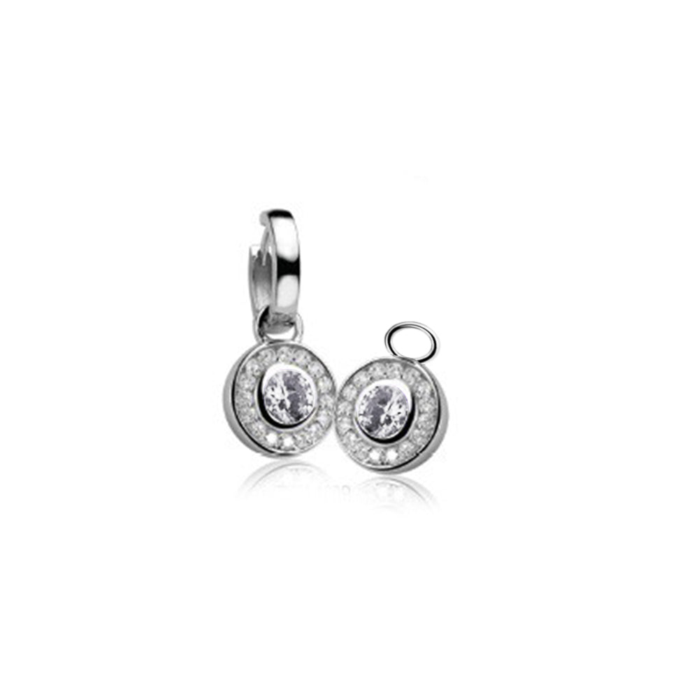 Silver CZ Earring Pendants - White - ZICH460W