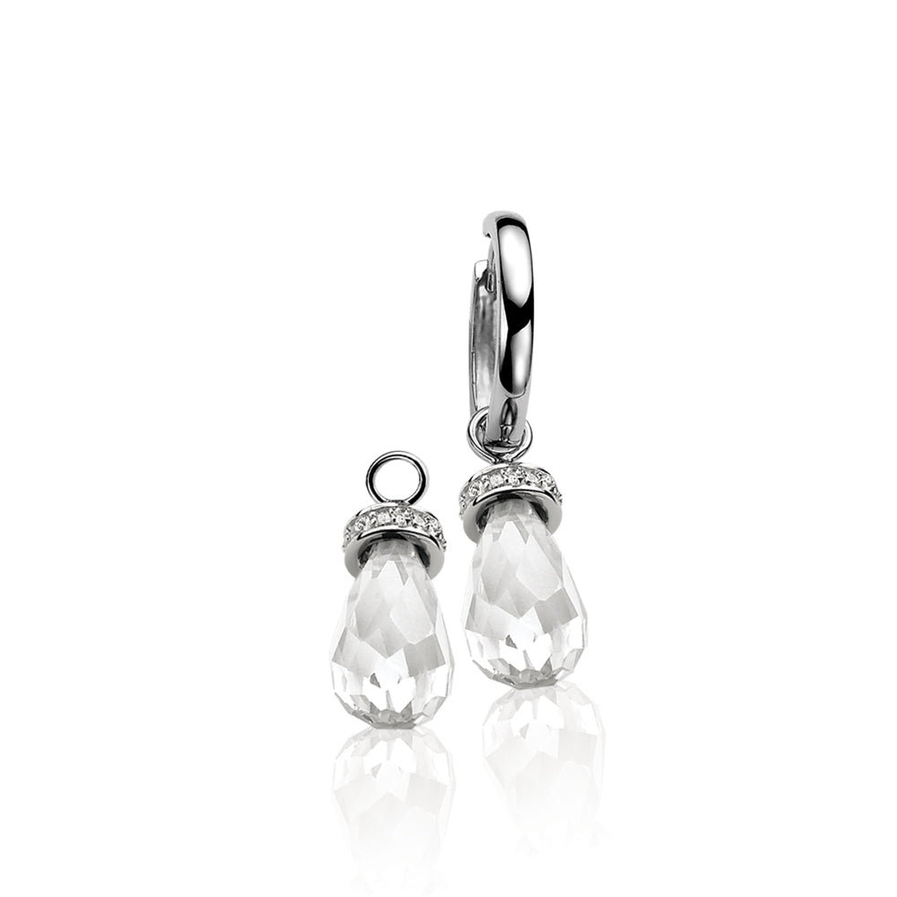 Silver Teardrop CZ Earring Pendants - White - ZICH536