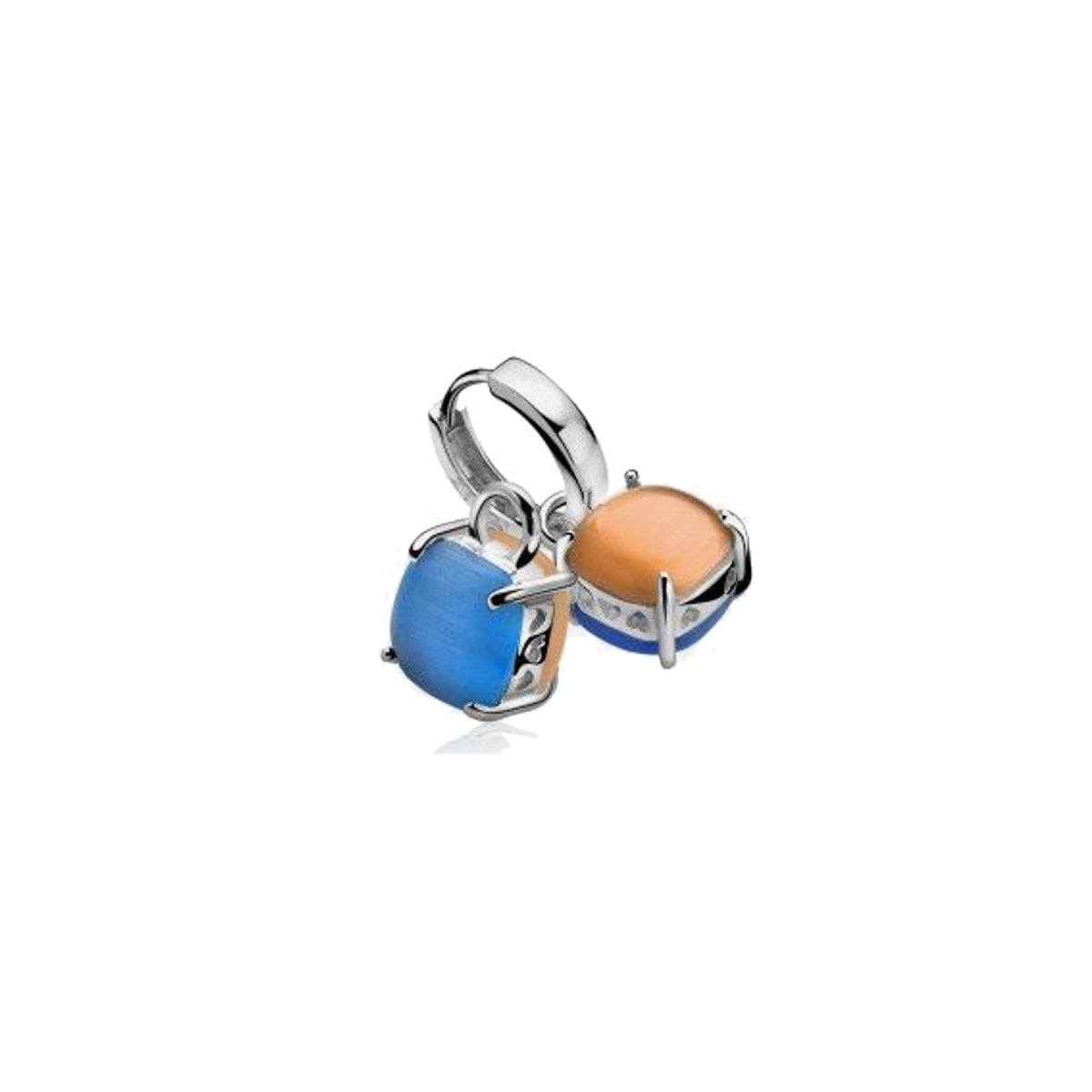 Earring Pendant Reversible Blue/Orange Cats-Eye - ZICH667B