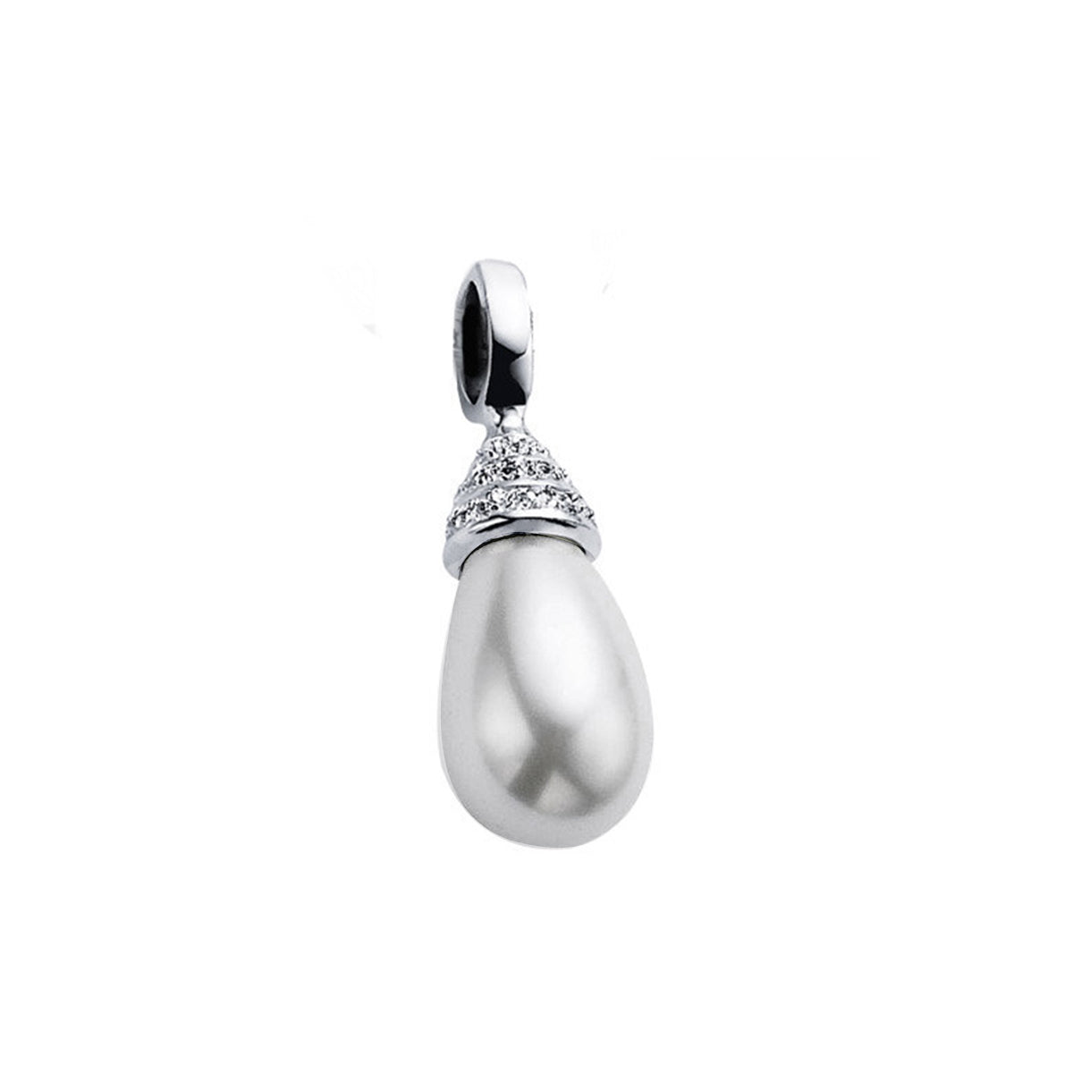 Pearl Pendant With CZ - Grey - ZIH400G