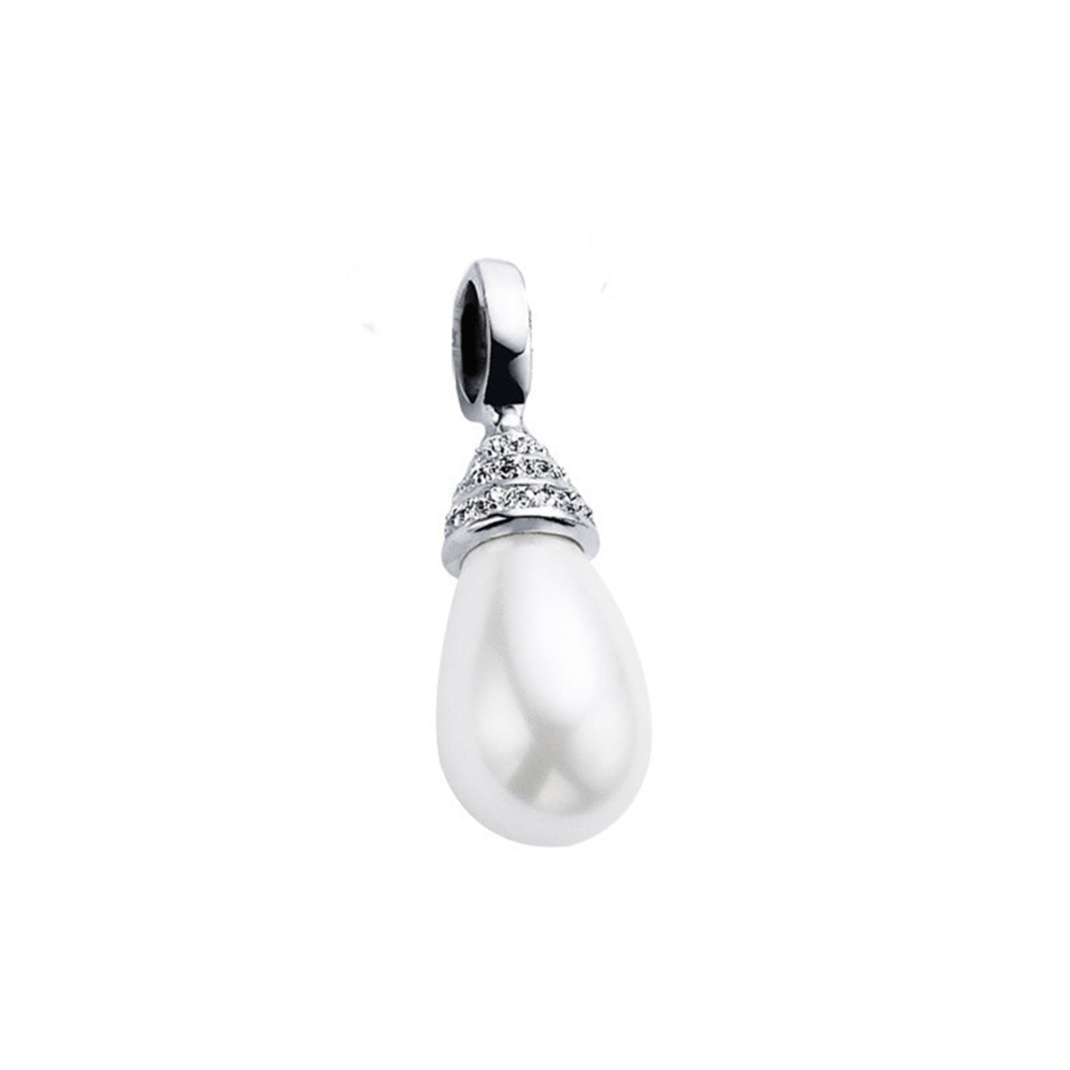 Pearl Pendant With CZ - White - ZIH400