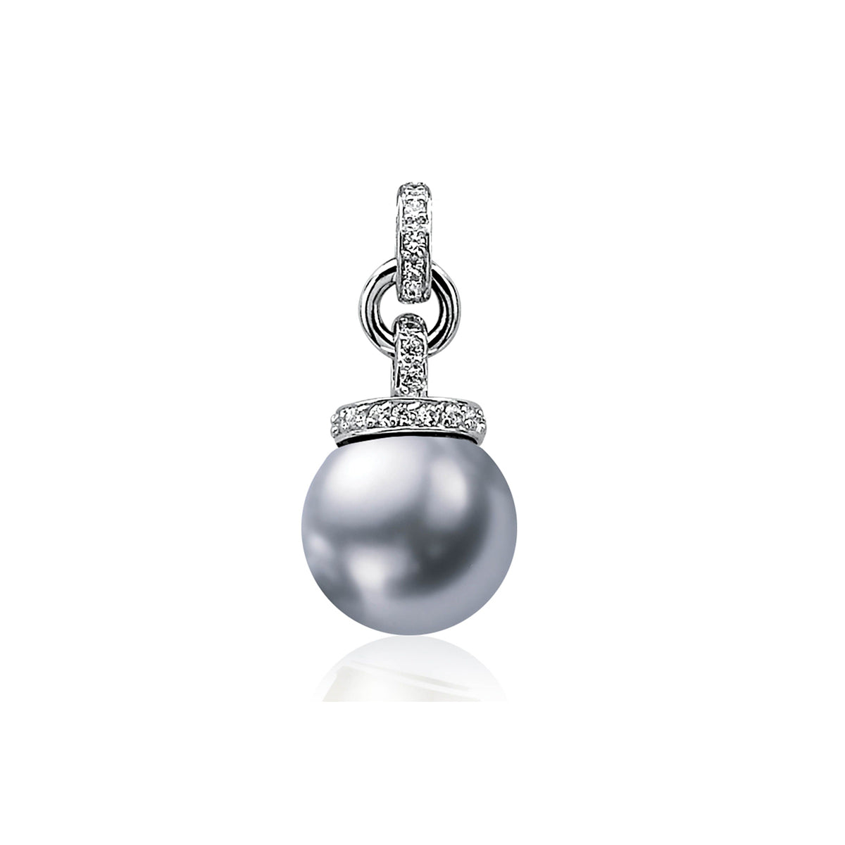 Silver Pendant With CZ - Grey Pearl - ZIH459G