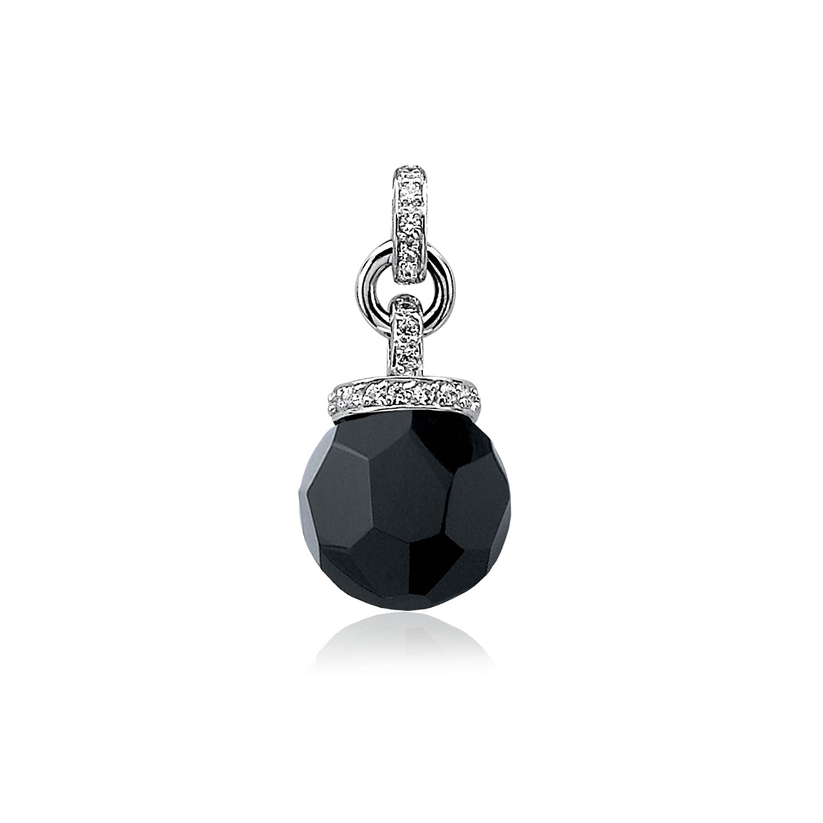 Black Faceted Stone Pendant With CZ - ZIH459Z