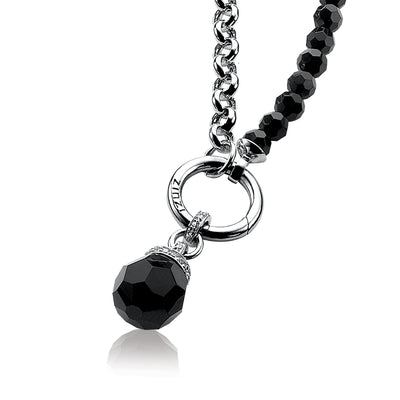 Black Faceted Stone Pendant With CZ - ZIH459Z