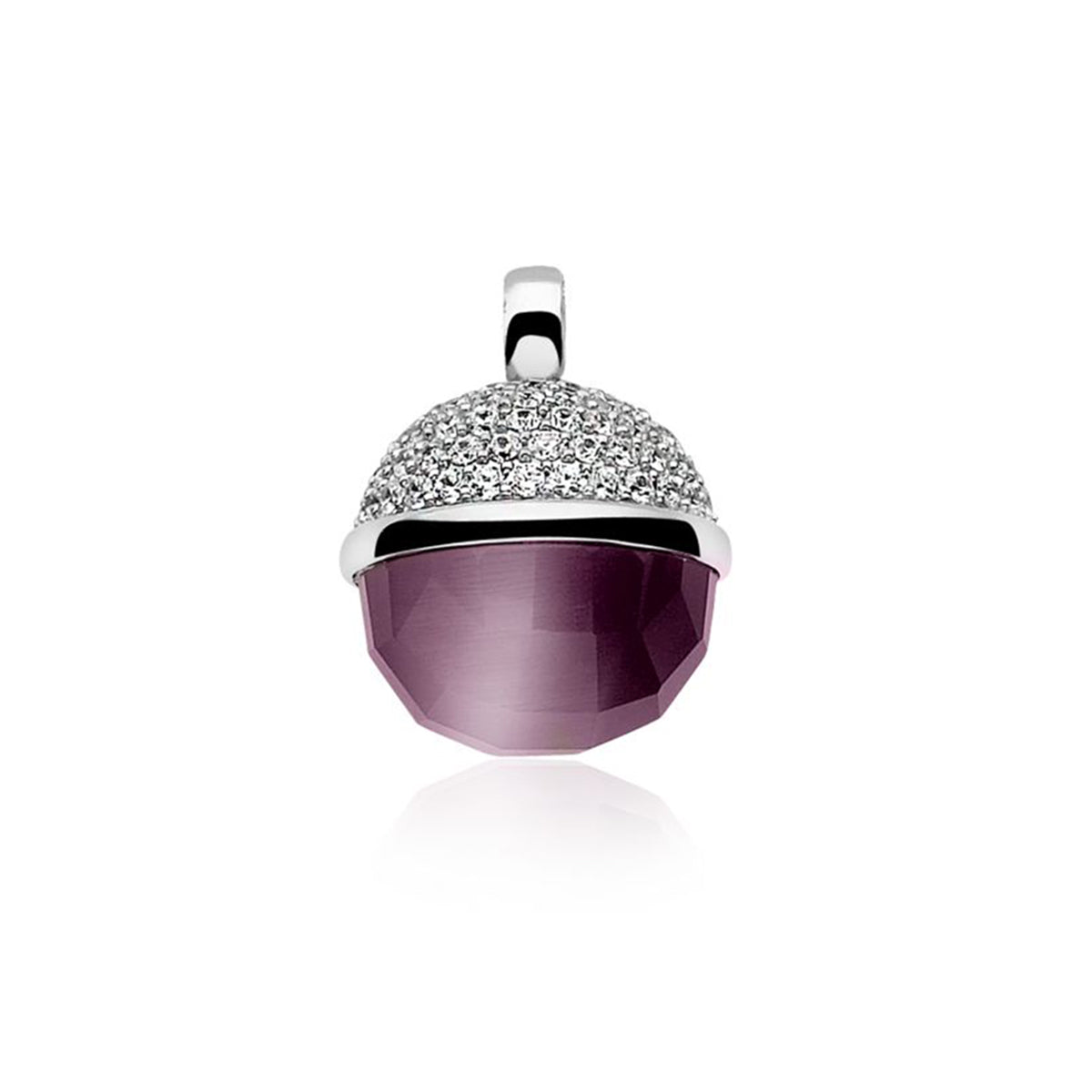 Spherical Cate-Eye Pendant With CZ - Purple - ZIH623P