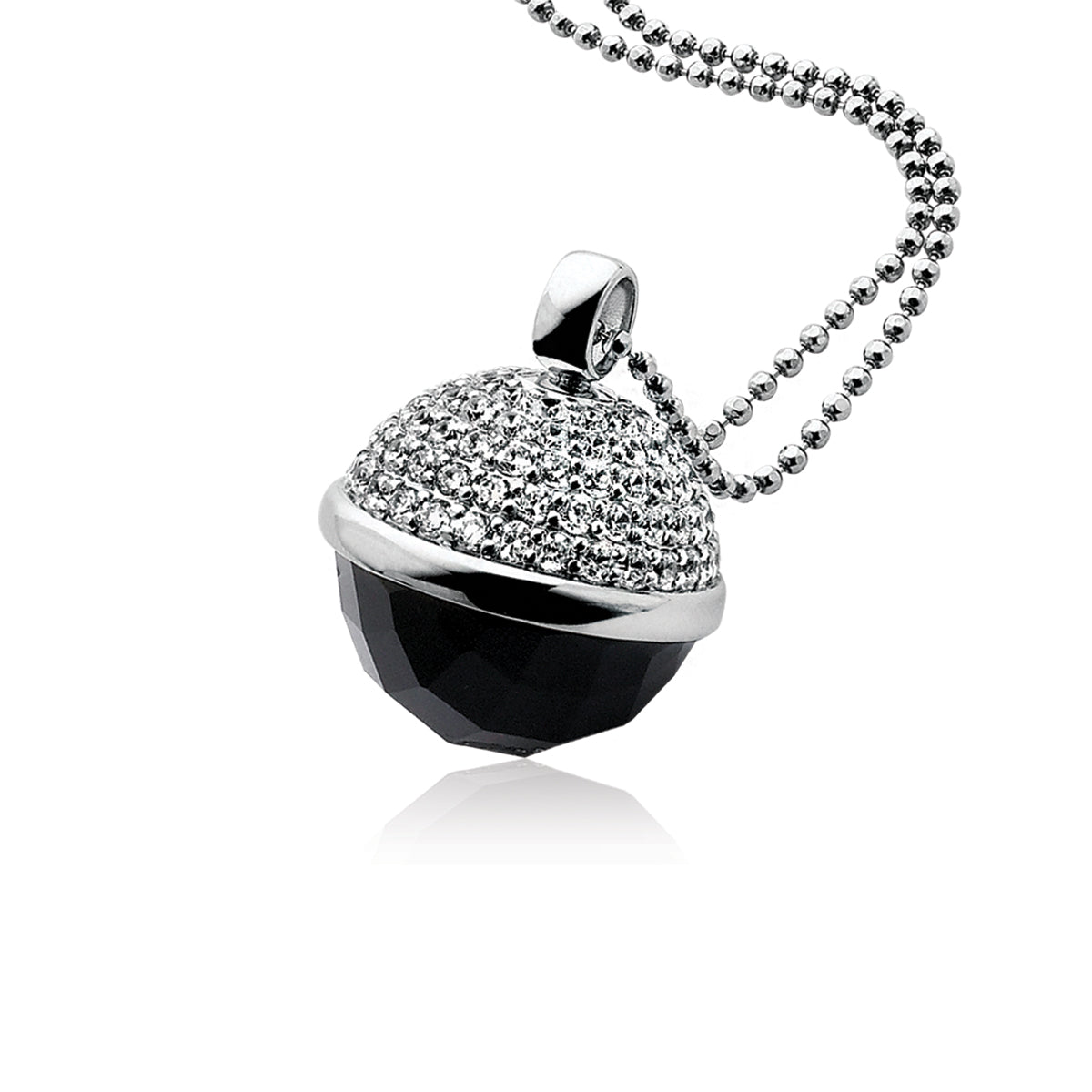 Spherical Crystal Pendant With CZ - Black - ZIH623Z