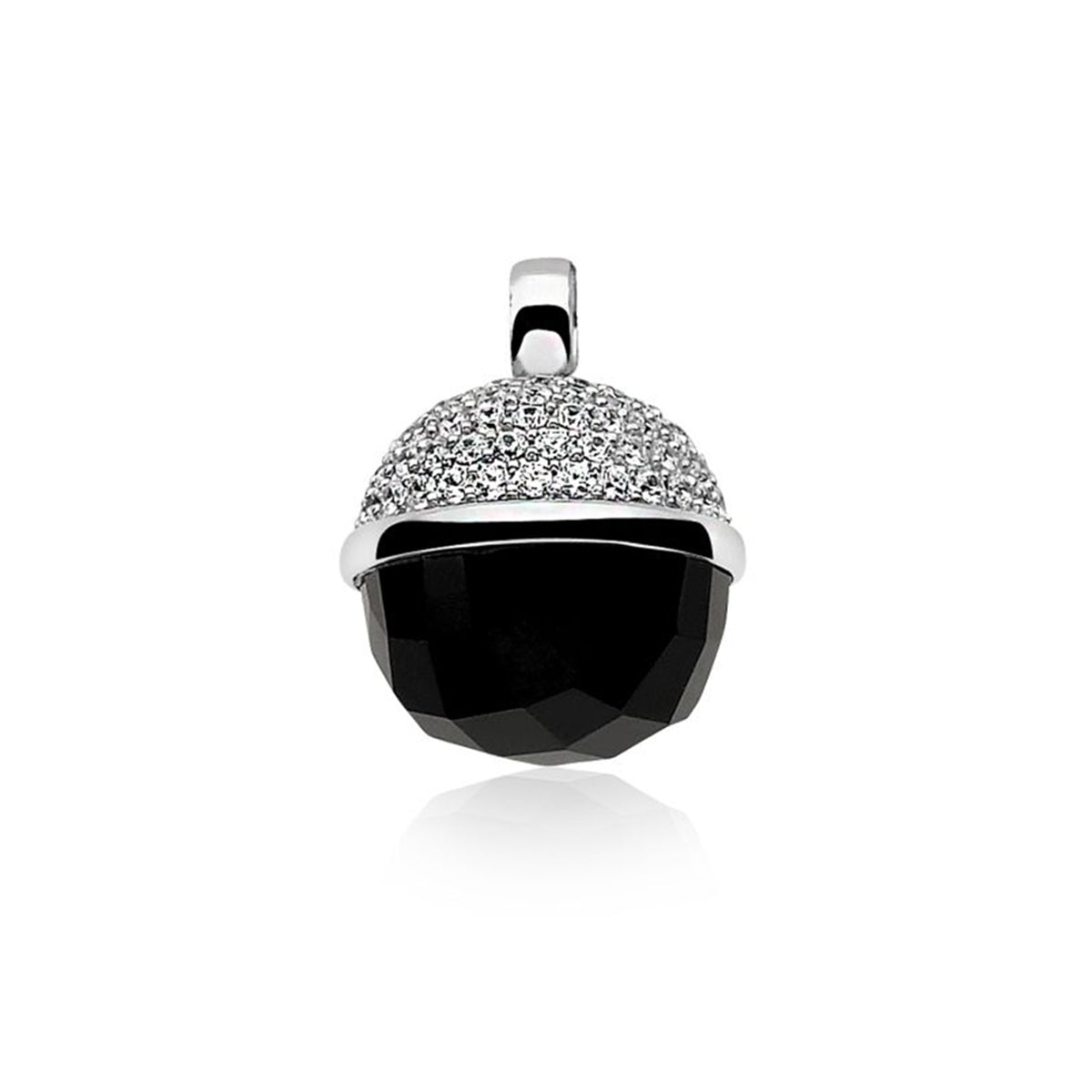 Spherical Crystal Pendant With CZ - Black - ZIH623Z