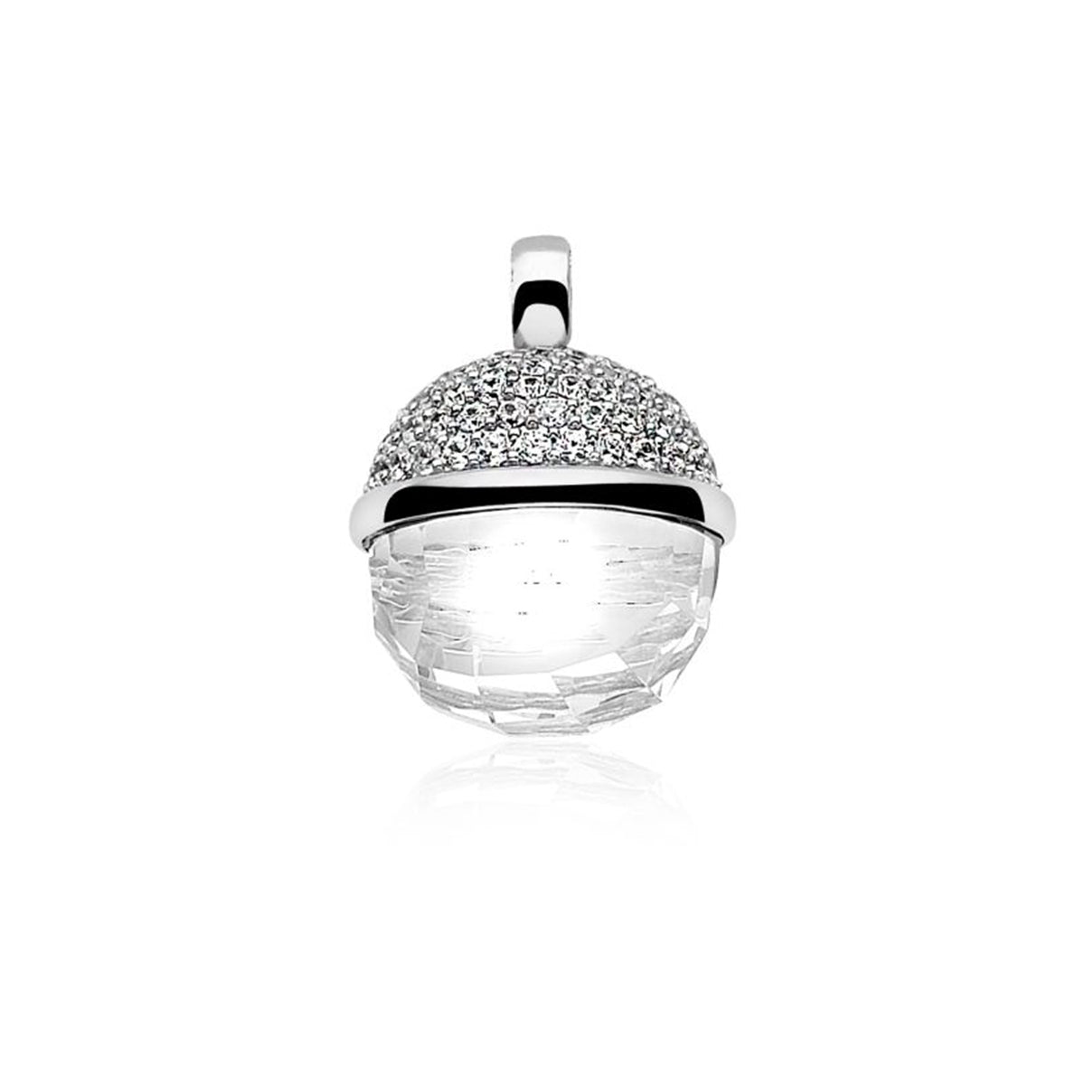 Spherical Crystal Pendant With CZ - White - ZIH623