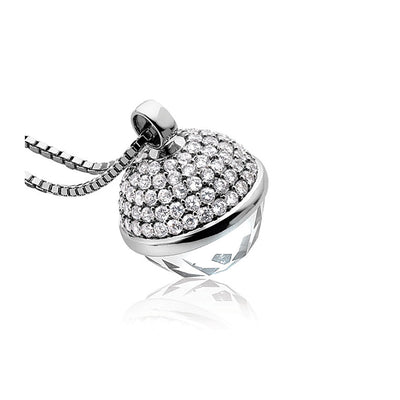 Spherical Crystal Pendant With CZ - White - ZIH623