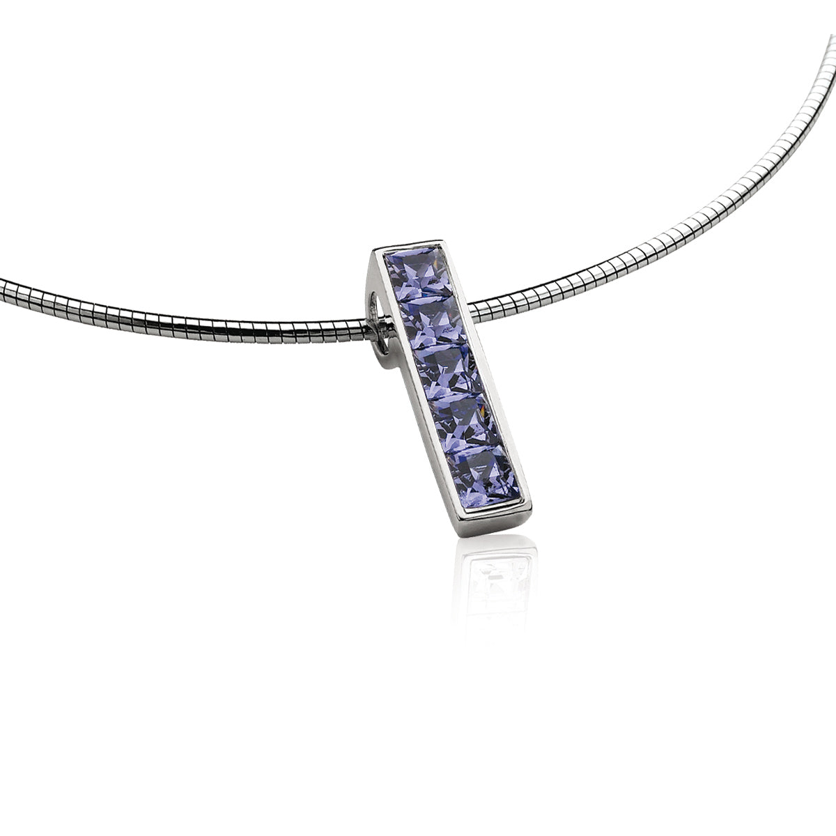 Crystal Rectangle Pendant - Purple - ZIH630