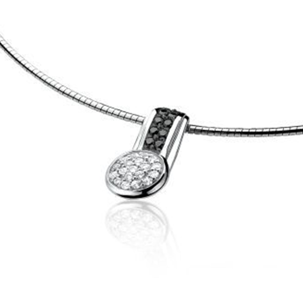 Silver CZ Pendant - White & Black - ZIH669