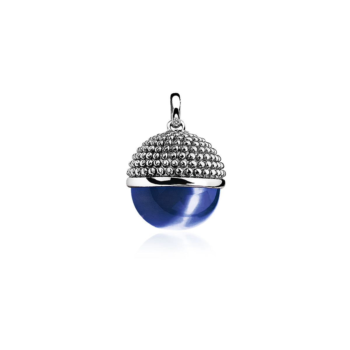 Silver Spherical Cats-Eye Pendant - Blue - ZIH792B