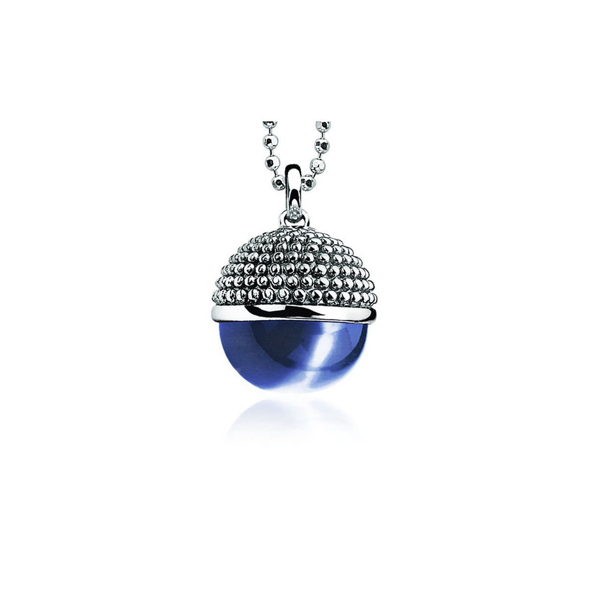 Silver Spherical Cats-Eye Pendant - Blue - ZIH792B