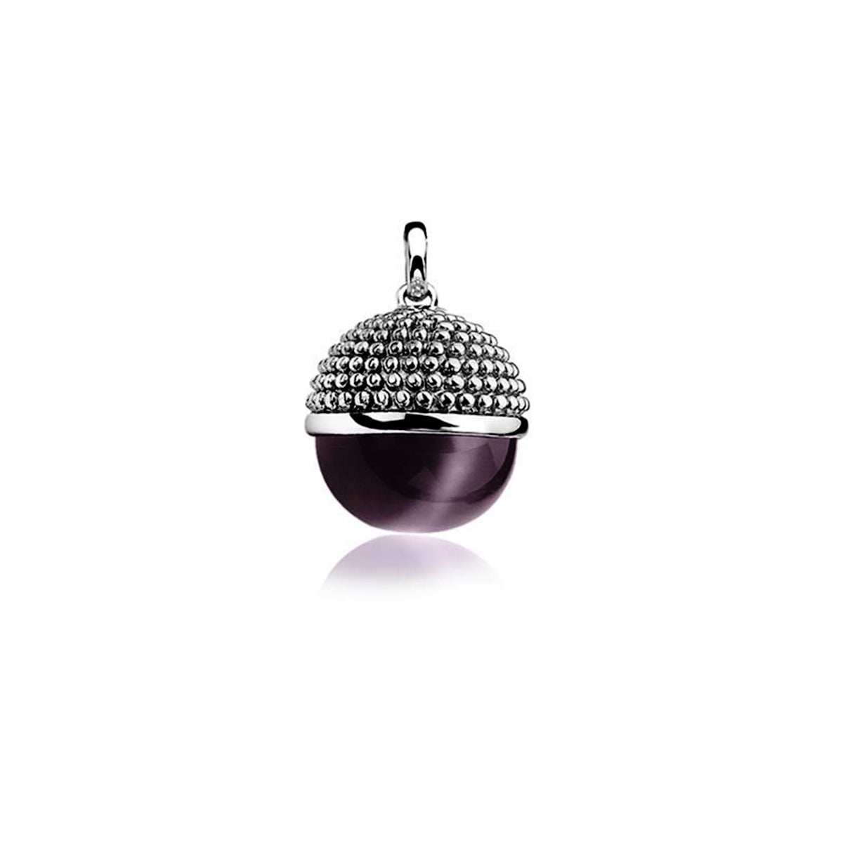 Silver Spherical Cats-Eye Pendant - Purple - ZIH792P