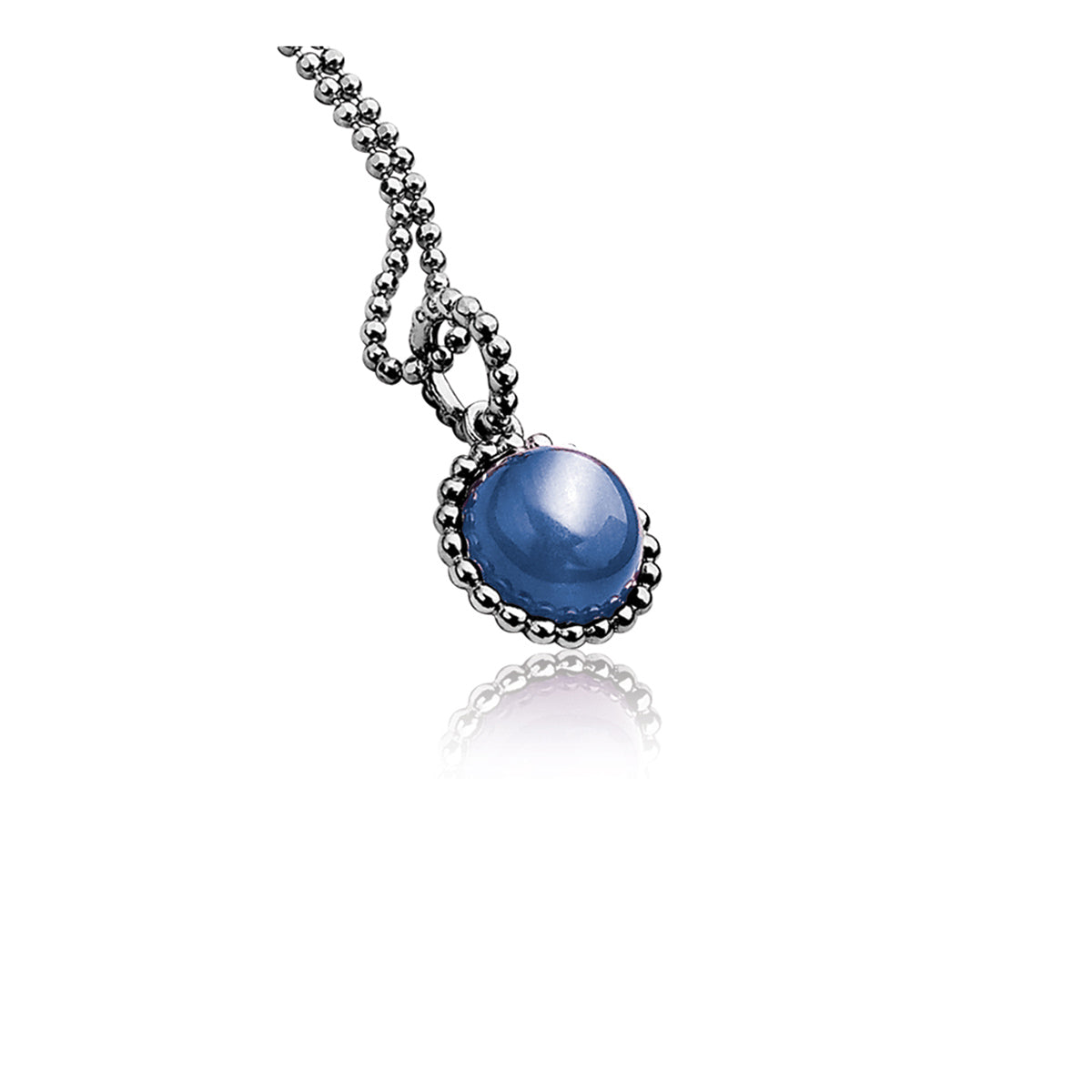 Small Cats-Eye Silver Pendant - Blue - ZIH793B