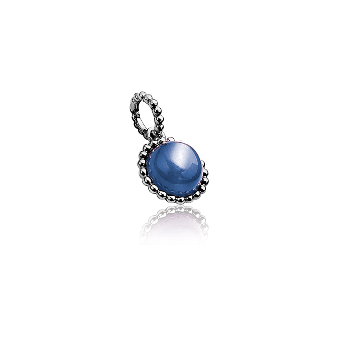 Small Cats-Eye Silver Pendant - Blue - ZIH793B