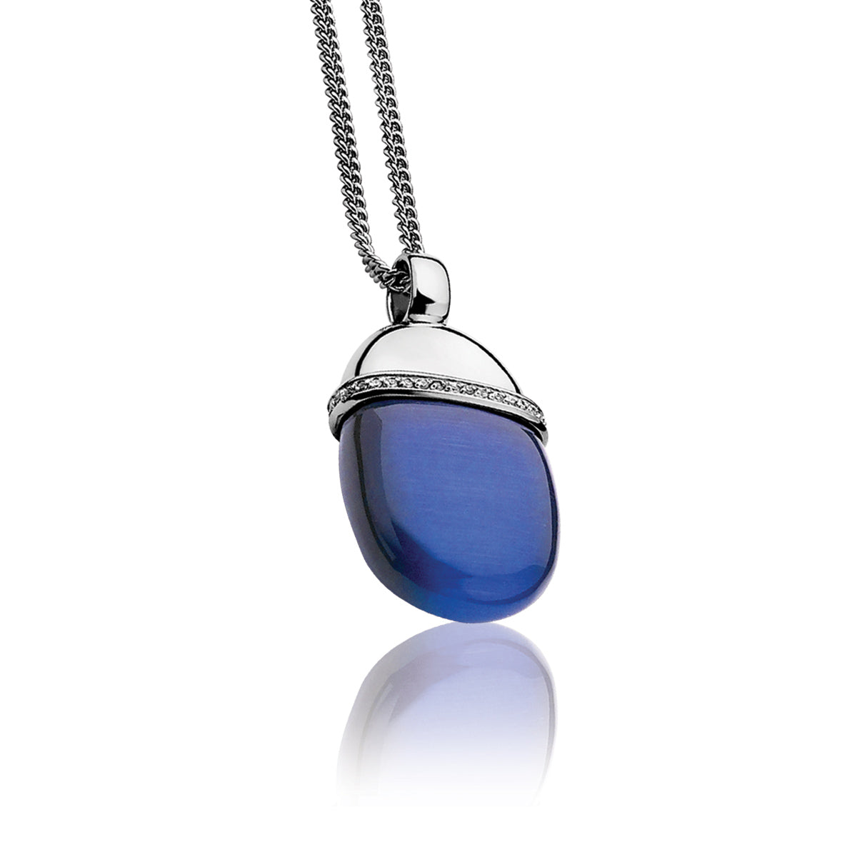 Oval Cats-Eye Pendant - Blue - ZIH794B