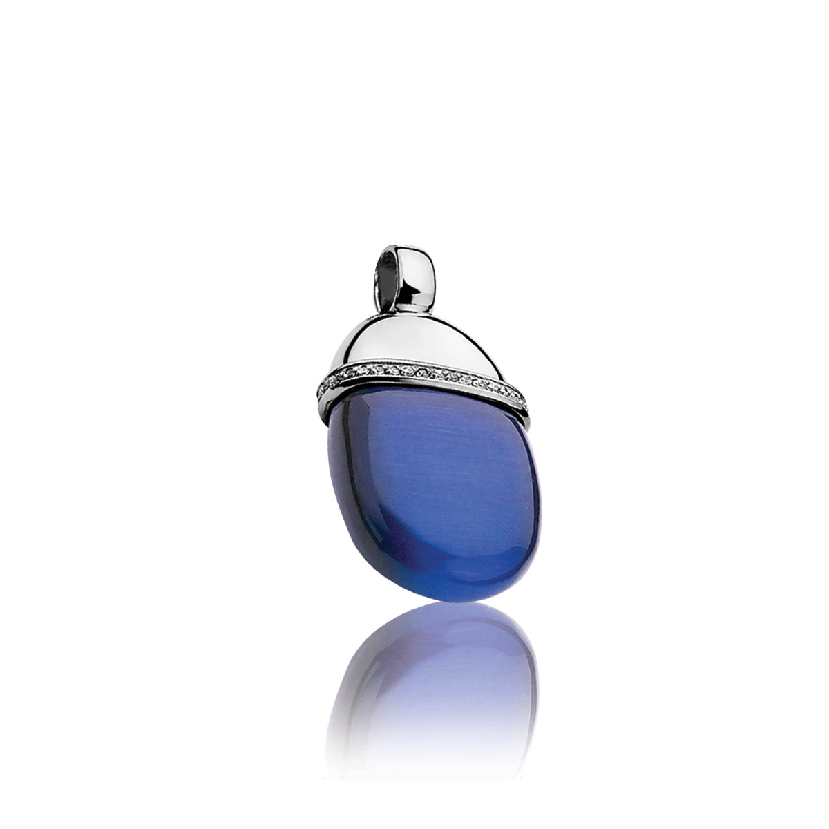 Oval Cats-Eye Pendant - Blue - ZIH794B