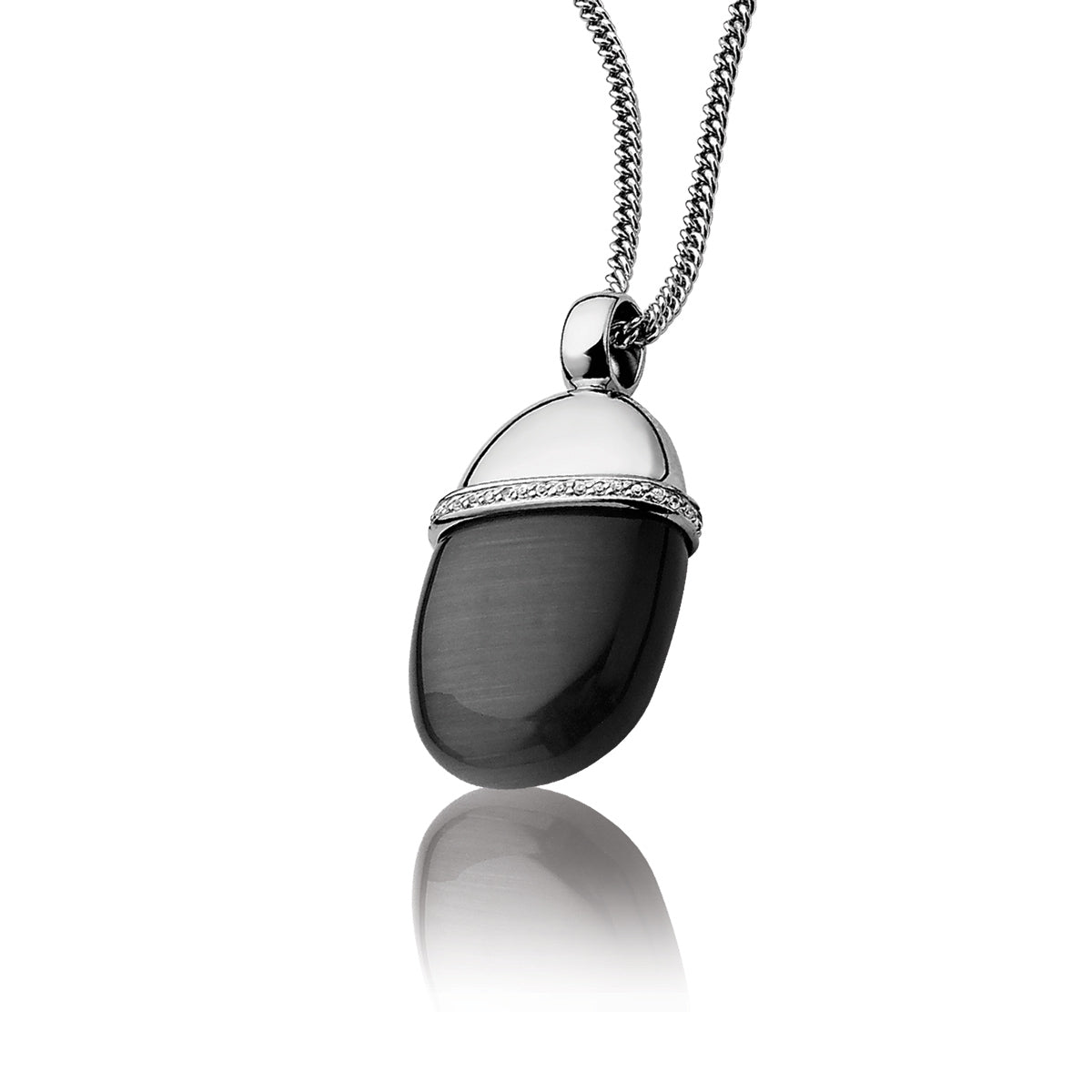 Oval Cats-Eye Pendant - Black - ZIH794Z