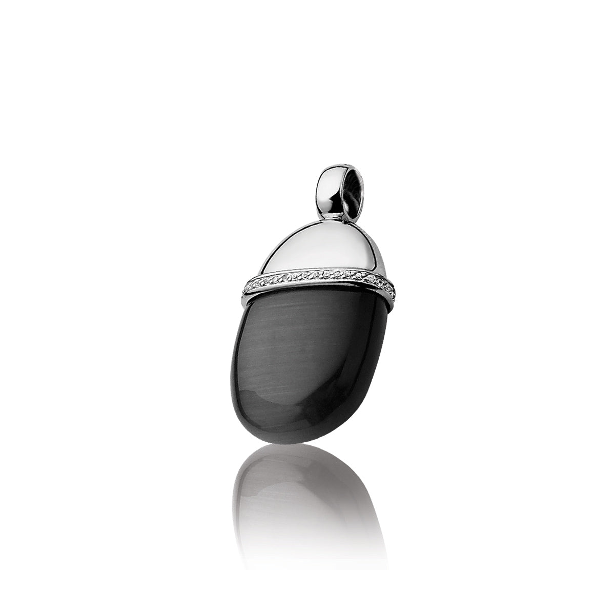 Oval Cats-Eye Pendant - Black - ZIH794Z