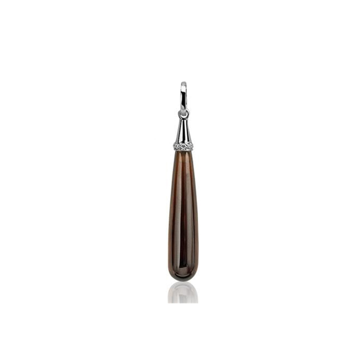 Silver Teardrop Pendant - Amber Brown - ZIH928BR