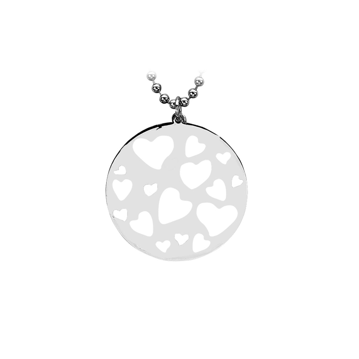 Silver Round Heart Disc Pendant - ZIH953