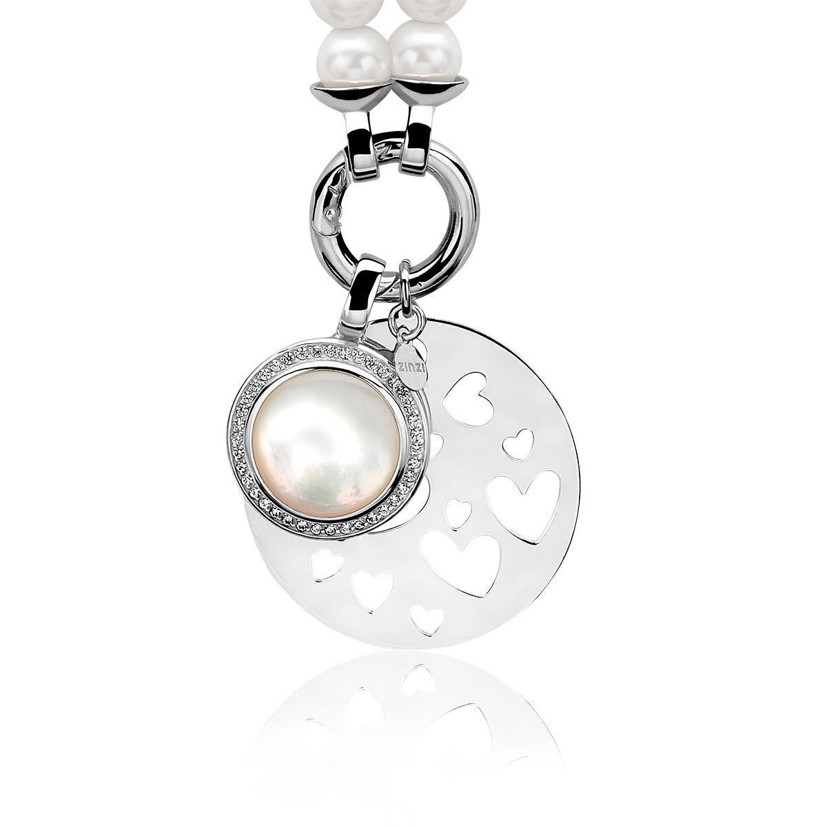 Silver Round Heart Disc Pendant - ZIH953