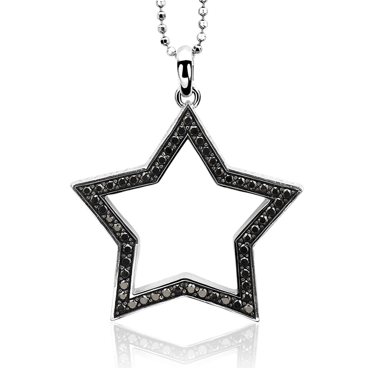 Star Reversible Pendant With CZ - Black & White - ZIH964