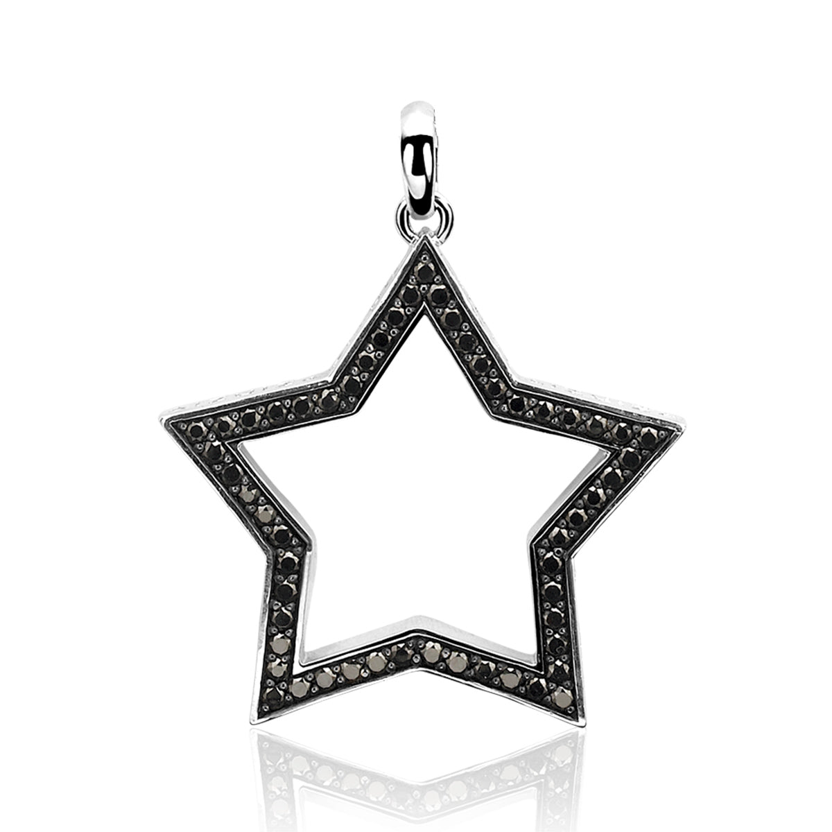 Star Reversible Pendant With CZ - Black & White - ZIH964