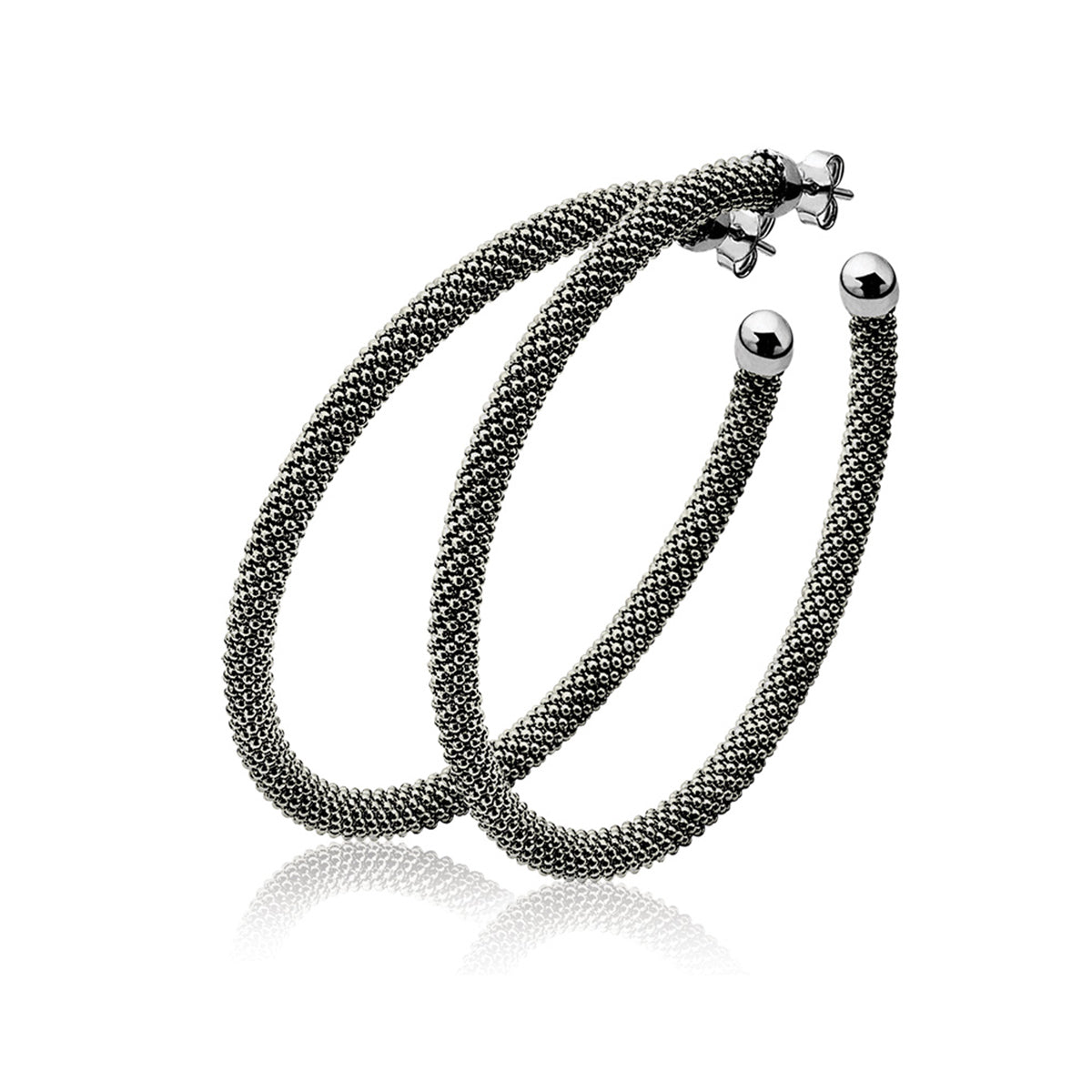 Mesh Hoop Earrings Large - Black- ZIO681LZ