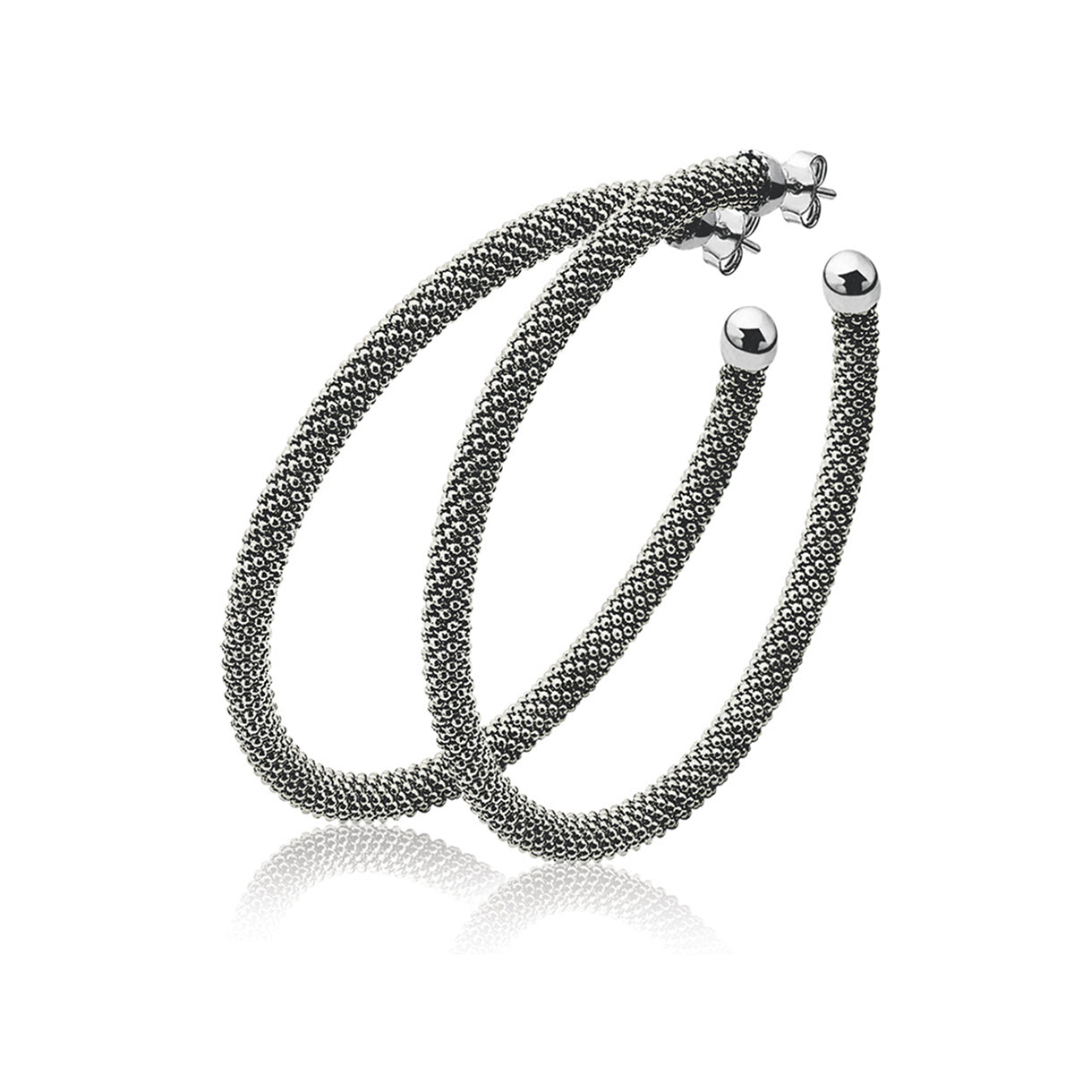 Mesh Hoop Earrings Large - Silver - ZIO681L