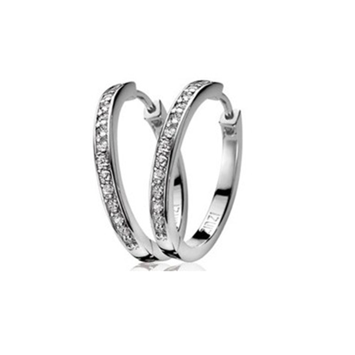 White CZ Hoop Earrings - ZIO193Z