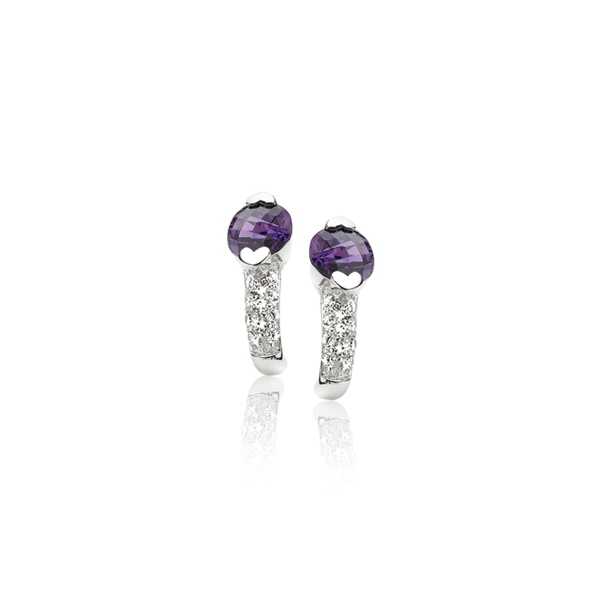 Silver CZ Earrings - Purple - ZIO270P