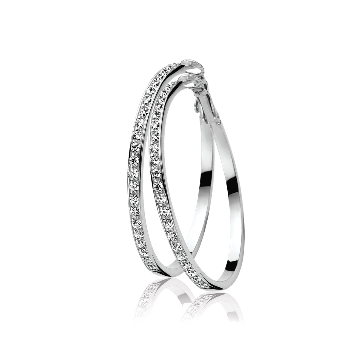 White CZ Large Hoop Earrings - ZIO498