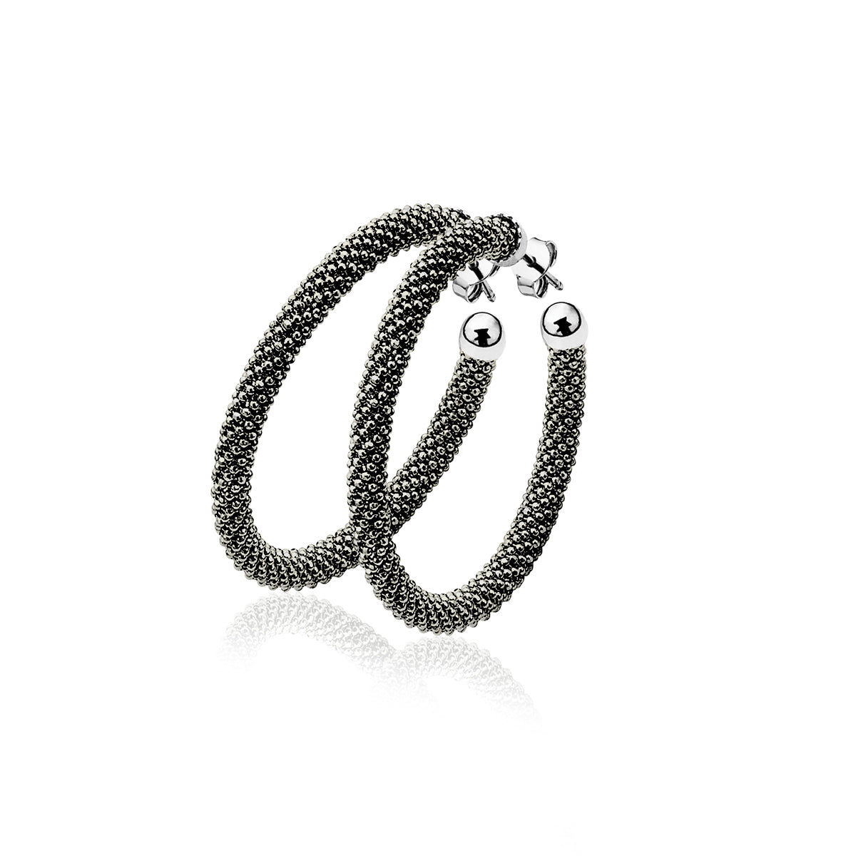 Mesh Hoop Earrings Medium - Black- ZIO681Z