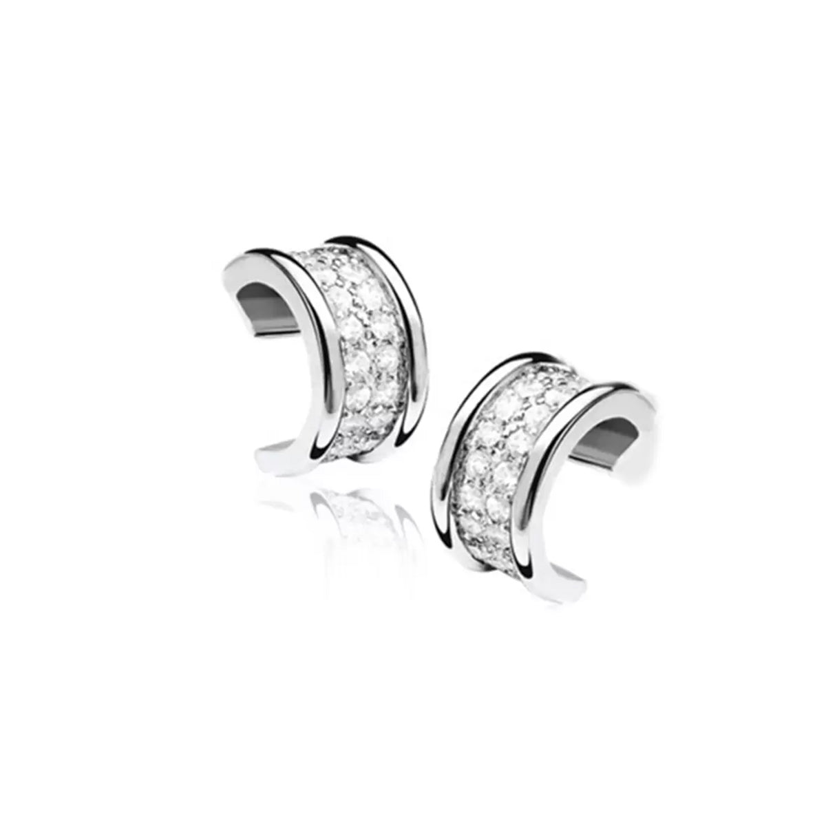 Channel Set White CZ Hoop Earrings - ZIO692