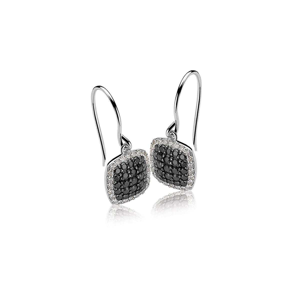 Square Black & White CZ Earrings - ZIO887