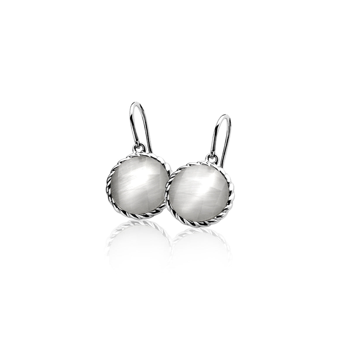 Cats-Eye Drop Earrings - Pale Grey - ZIO944