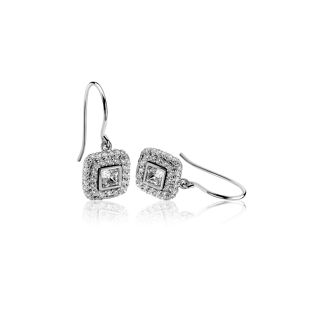 Square White CZ Earrings - ZIO947