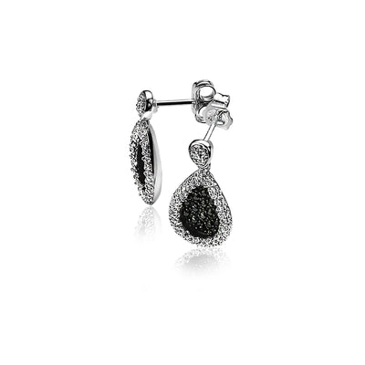 Teardrop CZ Earrings- Black & White - ZIO963