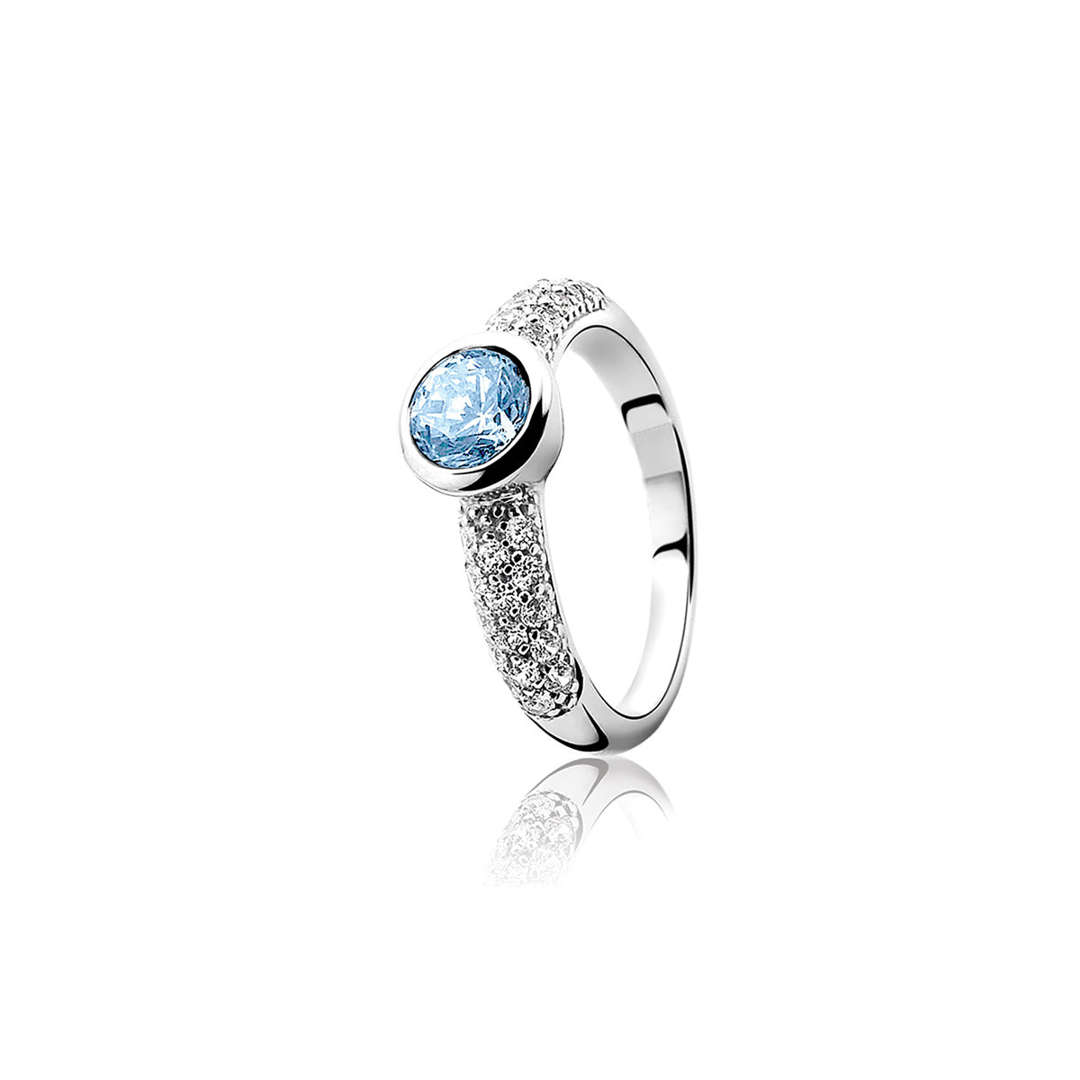 White & Blue CZ Ring - ZIR840B