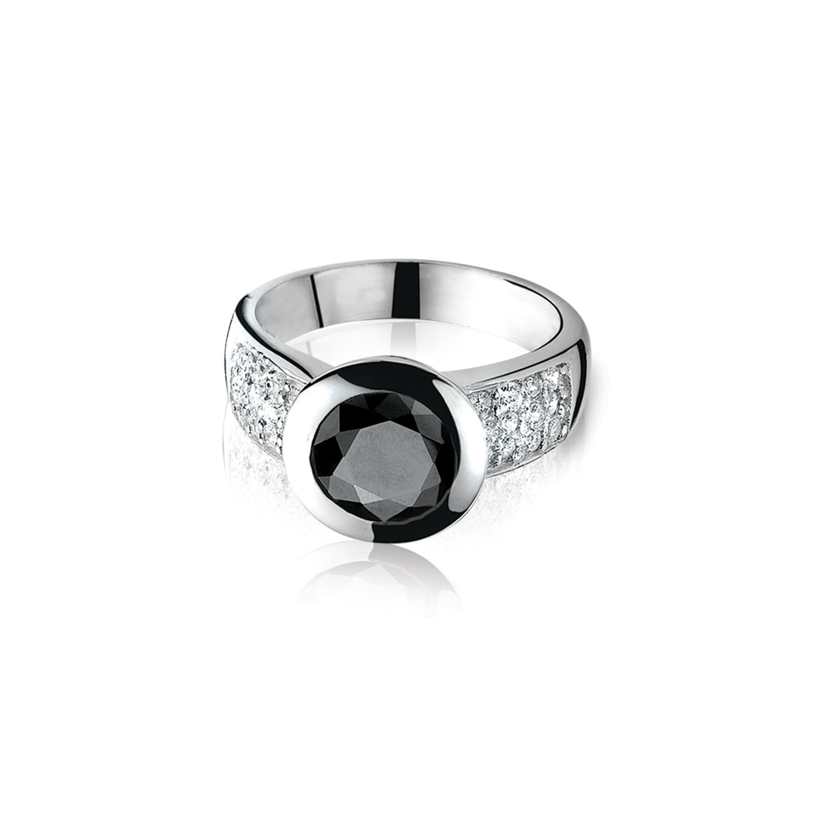 Medium Black Central CZ ring - ZIR213Z