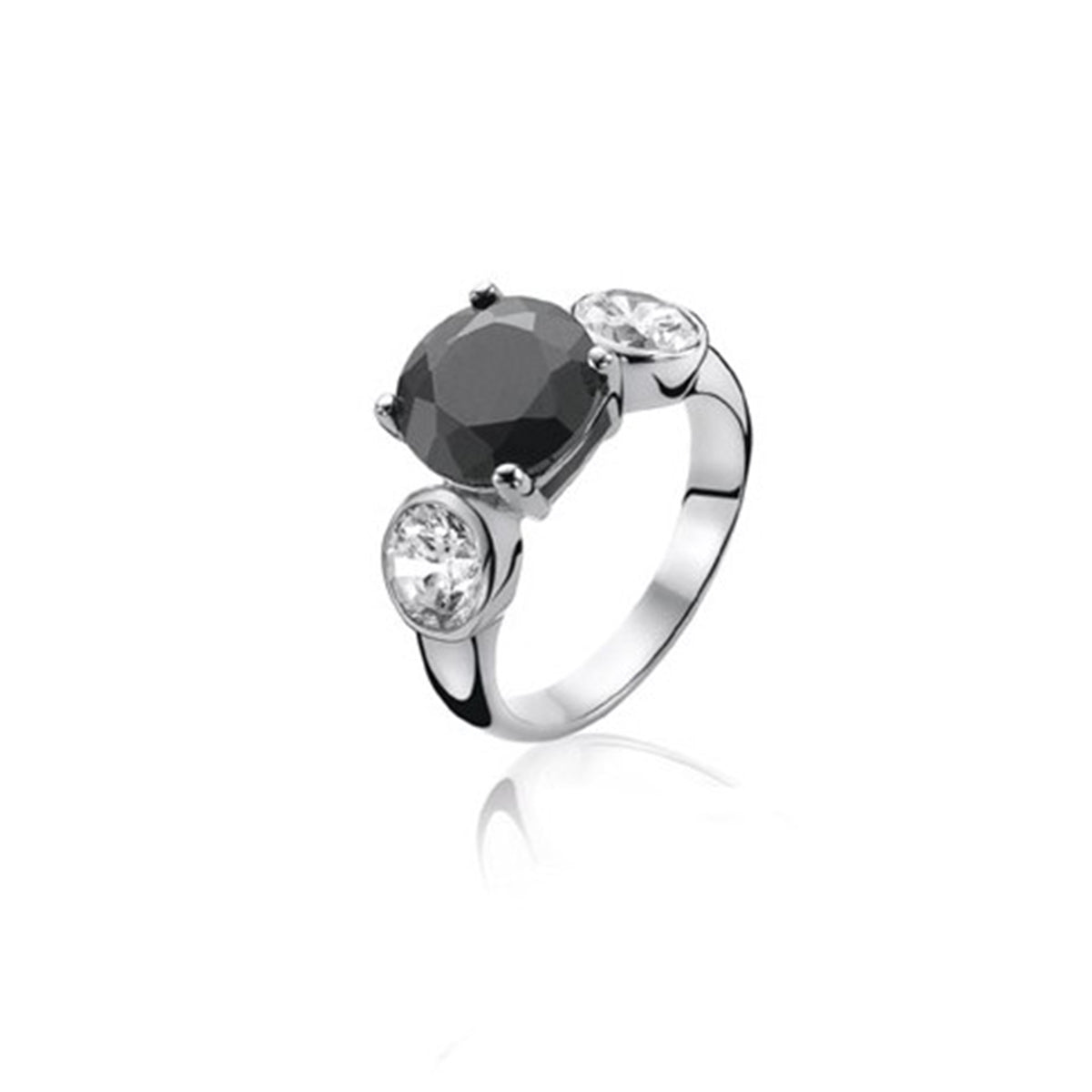 Silver CZ Ring - Black & White - ZIR462