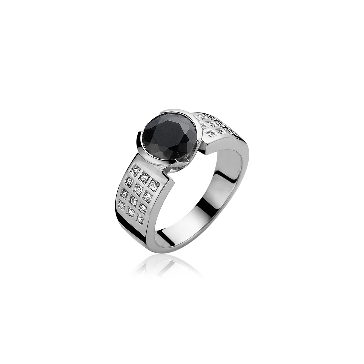 Silver CZ Ring - Black - ZIR500Z